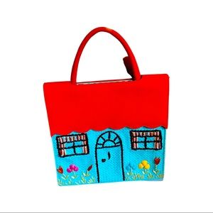 NOS Vintage Lulu Guiness RARE straw and felt house purse